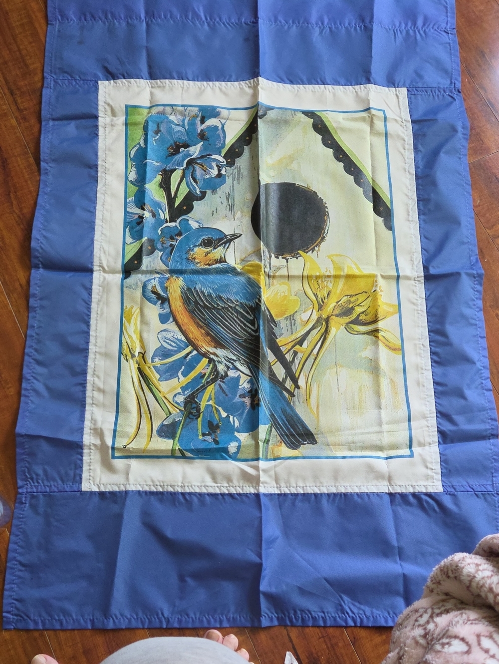 Hummingbird Blue and Yellow Bird Panel Flag
